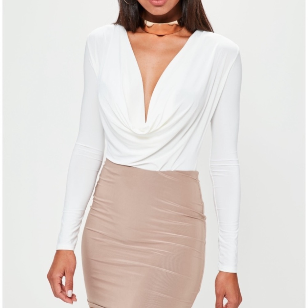 Missguided white cowl neck bodysuit